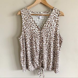 Nine West • brown cheetah print tank top xl